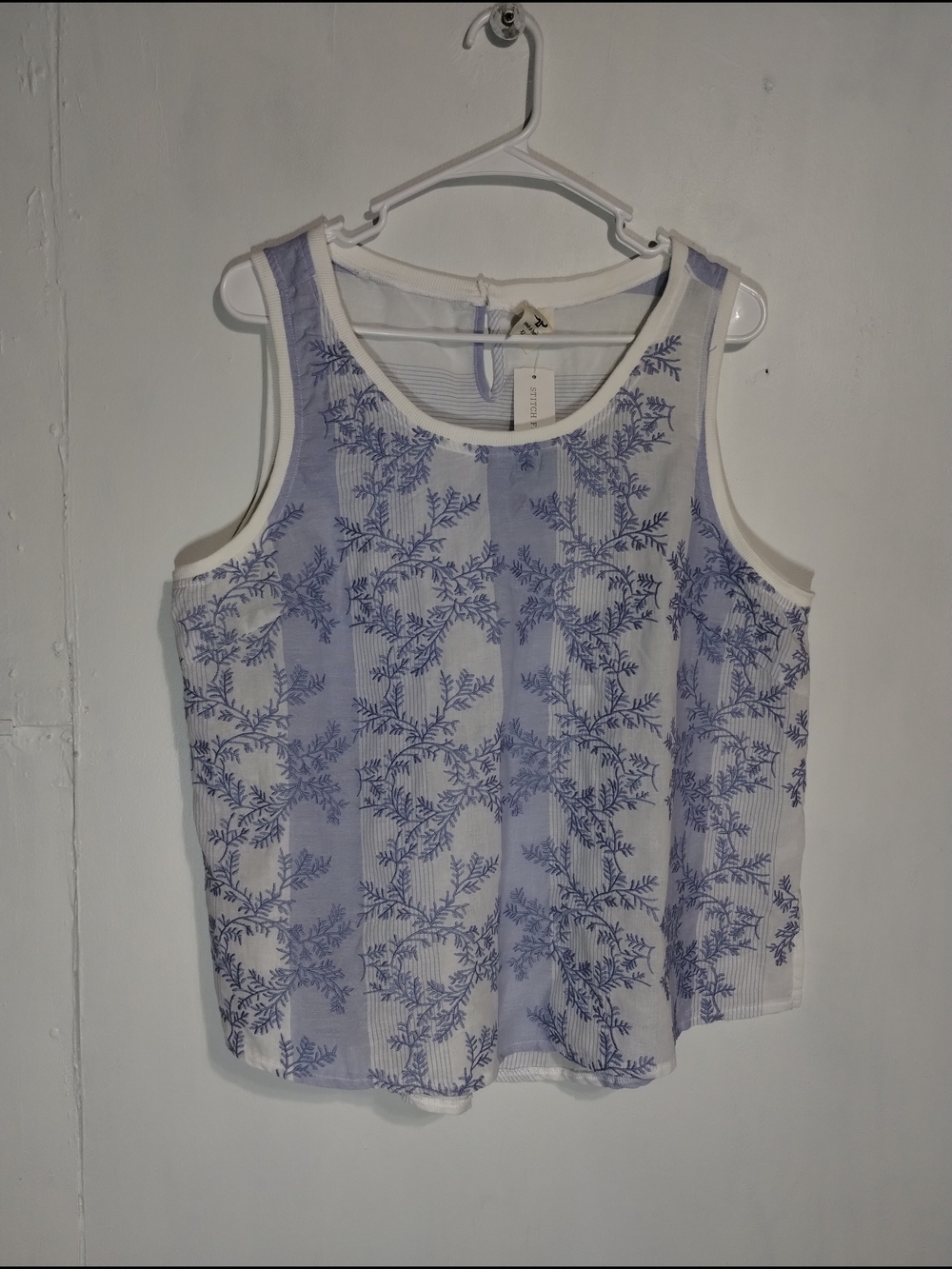 Blue Floral Print Sleeveless Tank Top